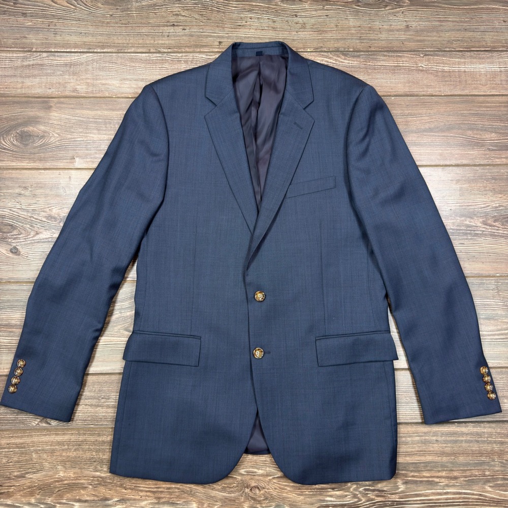 J.Crew Mens Size 42L Thompson Suit Jacket Blue 100% Wool Blazer